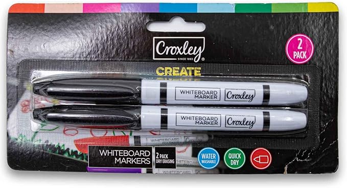 Croxley White Board Marker Black 2 Pack - Mar1454