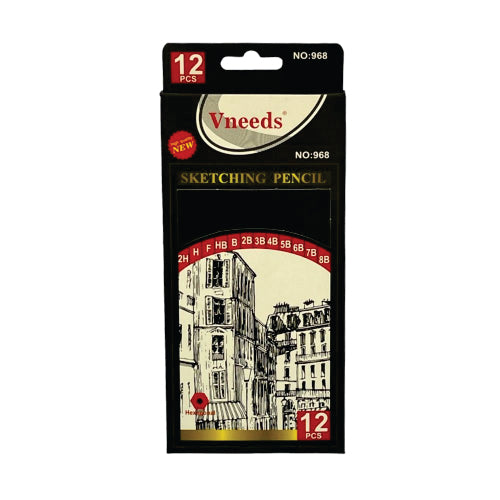 Vneeds – 12PC Professional Drawing Sketching Pencil Set – Art Pencil - penc 027