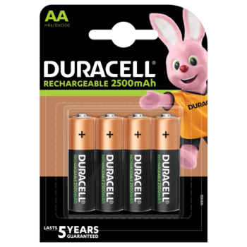 Duracell Rechargeable AA 2500mAh batteries - 4 Pack