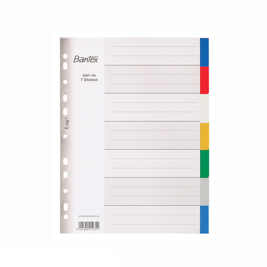 Bantex A4, 7 division PP Multi-coloured PP Divider - B600700000