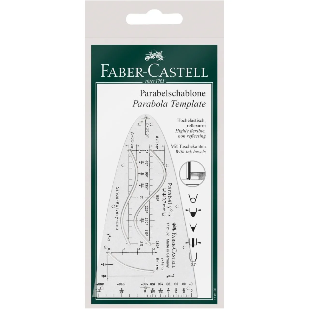 Faber-Castell Parabola Template Clear Plastic, With Protection Sleeve - A172182