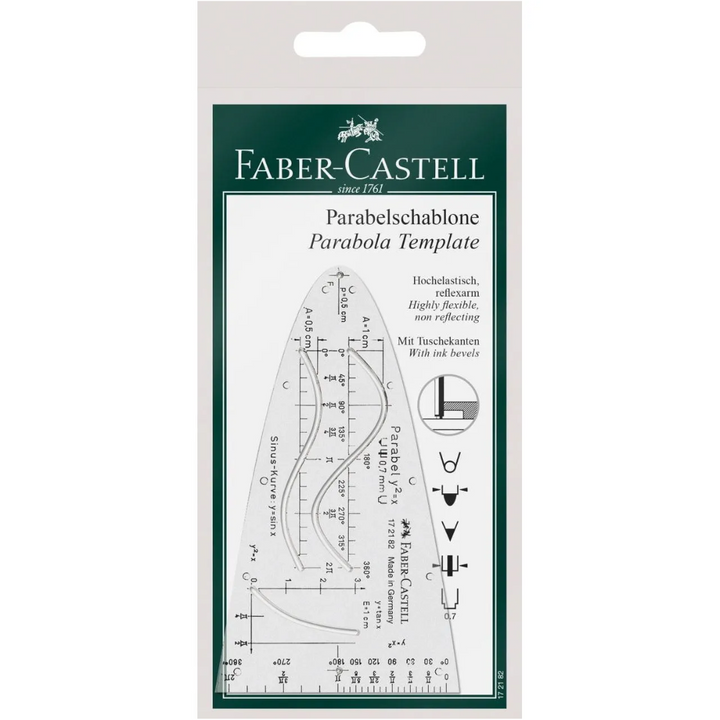 Faber-Castell Parabola Template Clear Plastic, With Protection Sleeve - A172182