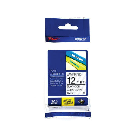 Brother TZe-131 Labelling Tape 12mm Black On Clear Tape - BRTZ131