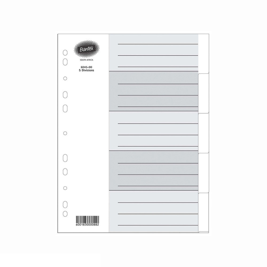 Bantex A4 5 Tab Board Assorted Manilla Division