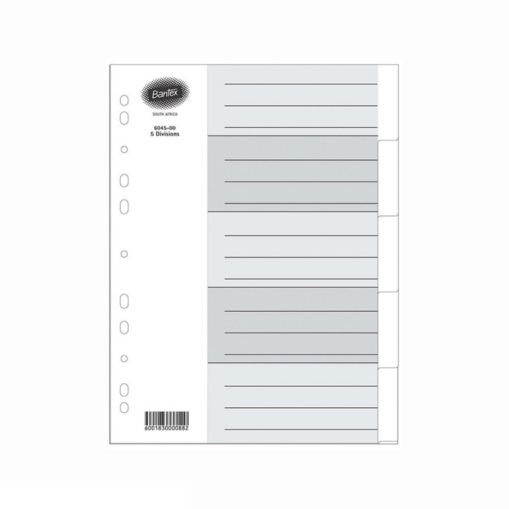 Bantex A4 5 Tab Board Assorted Manilla Division
