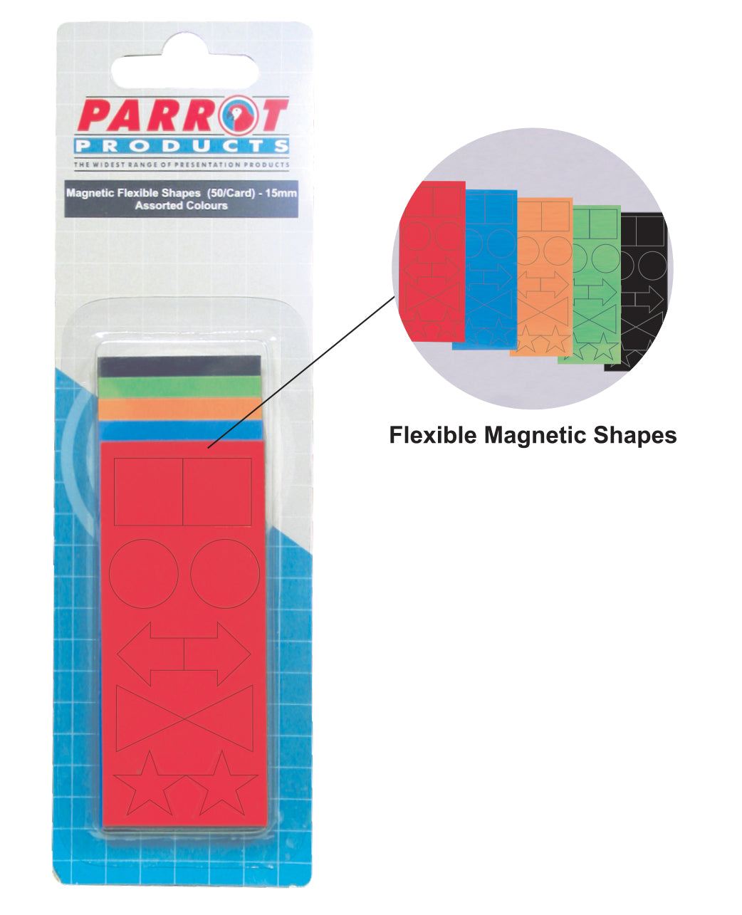 Parrot Magnetic Flexible Shapes (15mm - 50 Pack - Assorted) - BA1195