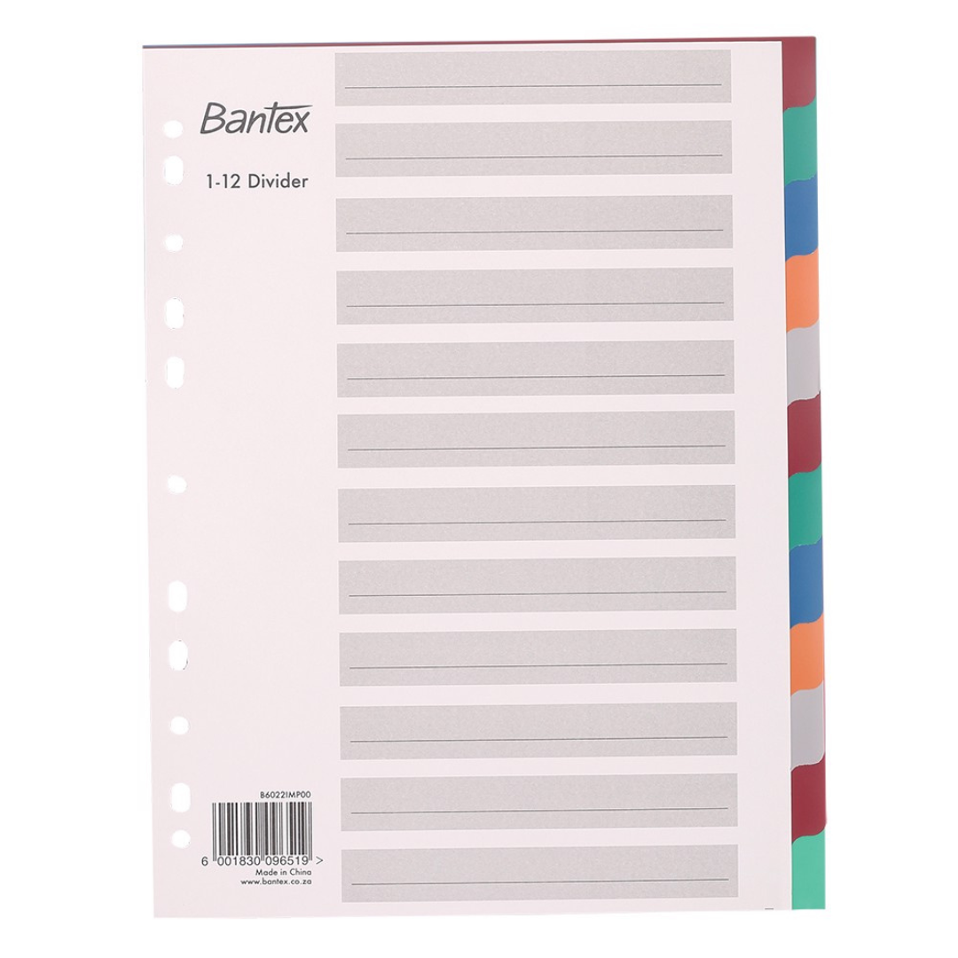 Bantex Polypropylene A4 12 Division Index - B6022IMP00