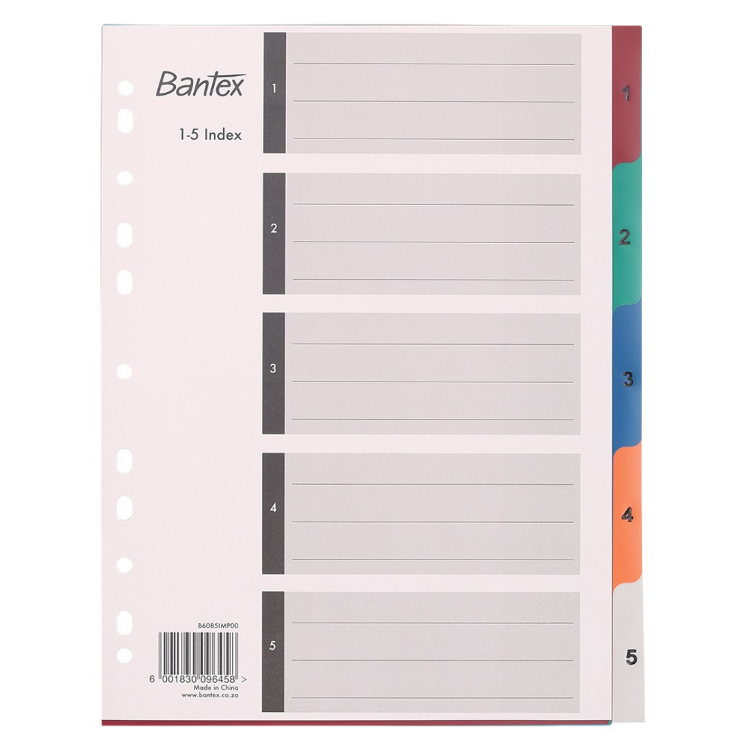 Bantex Polypropylene A4 1-5 Division Index - B6085IMP00