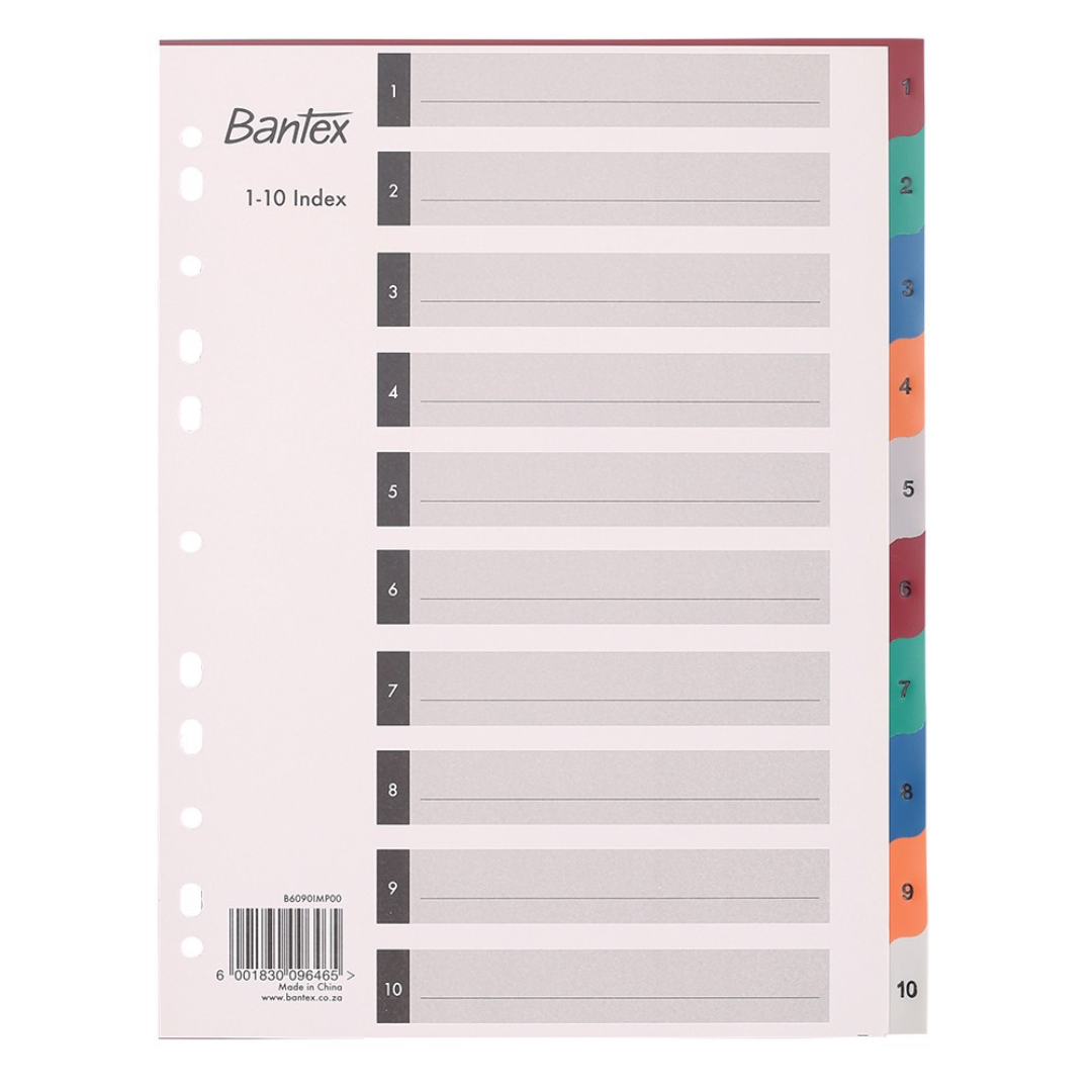 Bantex Polypropylene A4 1-10 Division Index - B6090IMP00