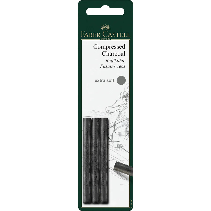 Faber-Castell Pitt Compressed Charcoal Stick Extra Soft Set Of 3 - A129996