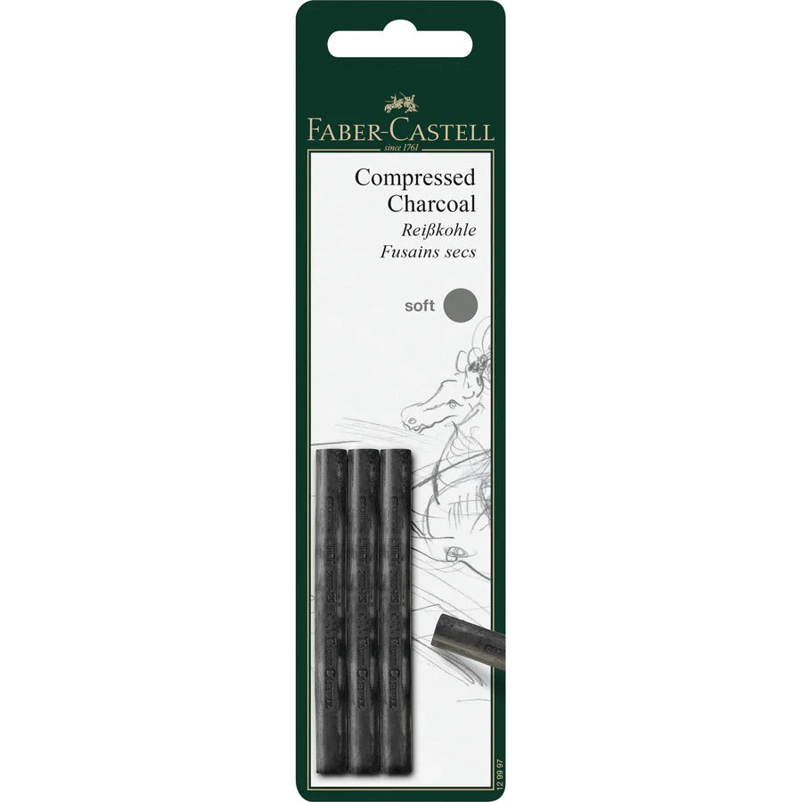 Faber-Castell Pitt Compressed Charcoal Stick Soft Set Of 3 - A129997