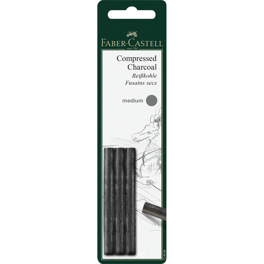 Faber-Castell Pitt Compressed Charcoal Stick Medium Set Of 3 - A129999