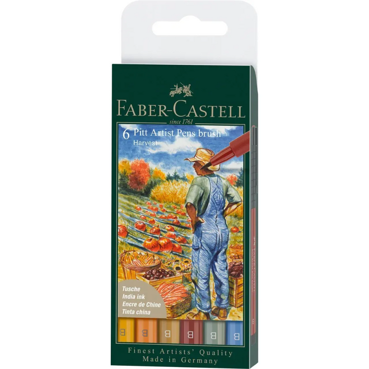 Faber-Castell Pitt Artist India Ink Pen B Harvest Wallet Of 6 - A167179
