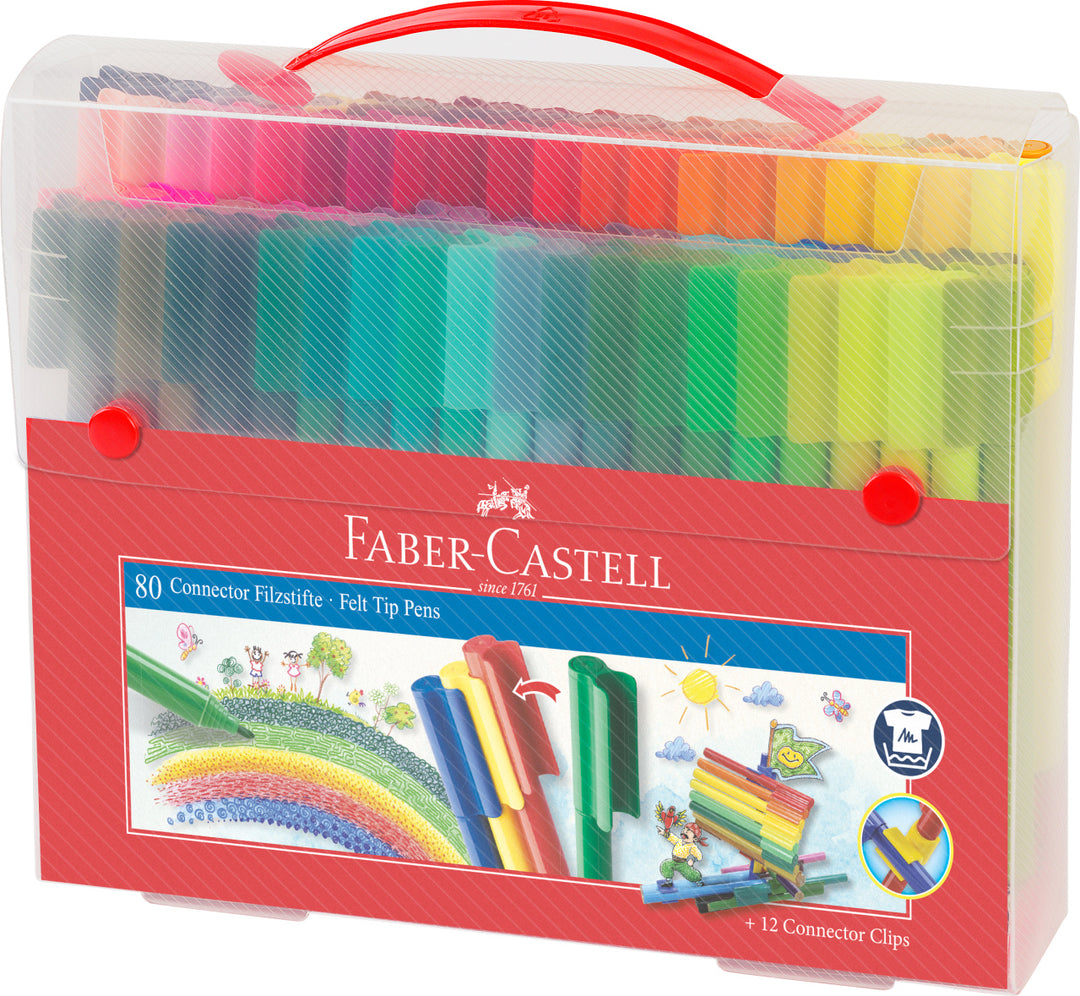 Faber-Castell Connector Felt-Tip Pen Set Carrying Case Of 80 Pieces - A155579