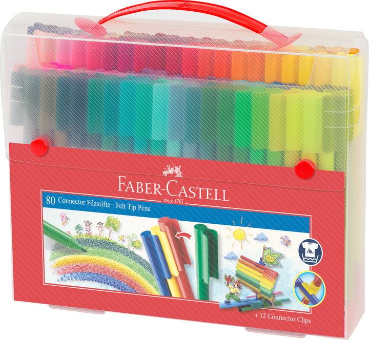 Faber-Castell Connector Felt-Tip Pen Set Carrying Case Of 80 Pieces - A155579