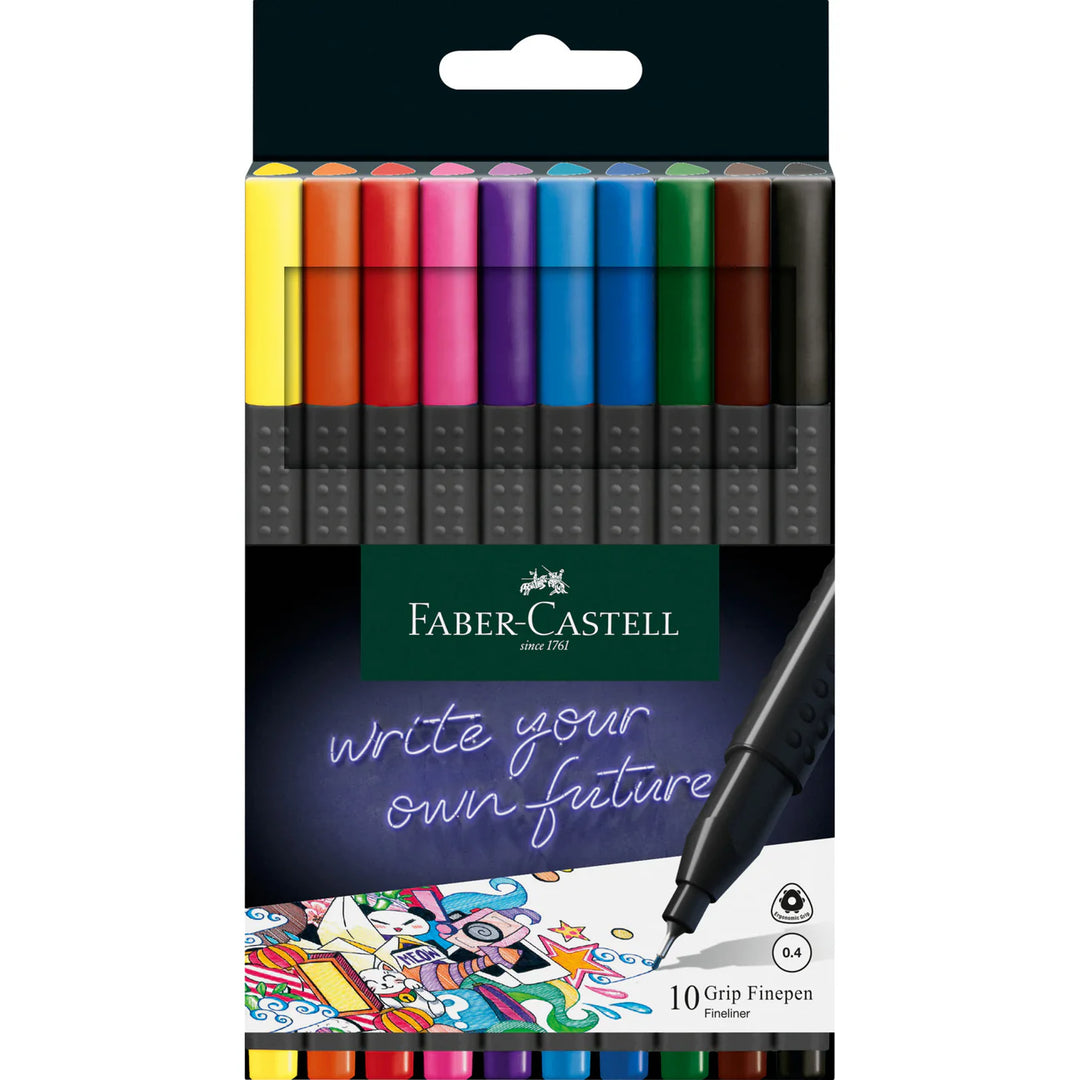 Faber-Castell Grip Finepen 0.4mm Wallet of 10 - A151610