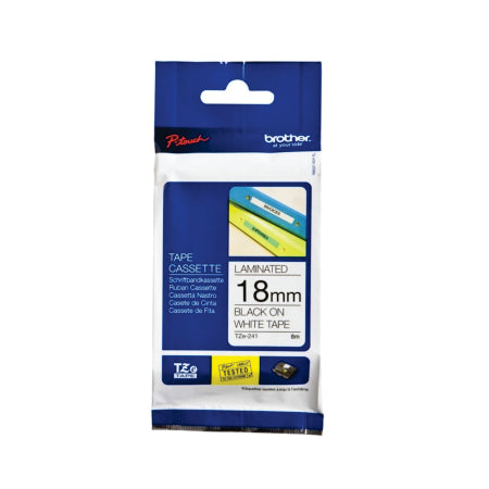Brother TZe-241 Labelling Tape 18mm Black On White Tape - BRTZ241