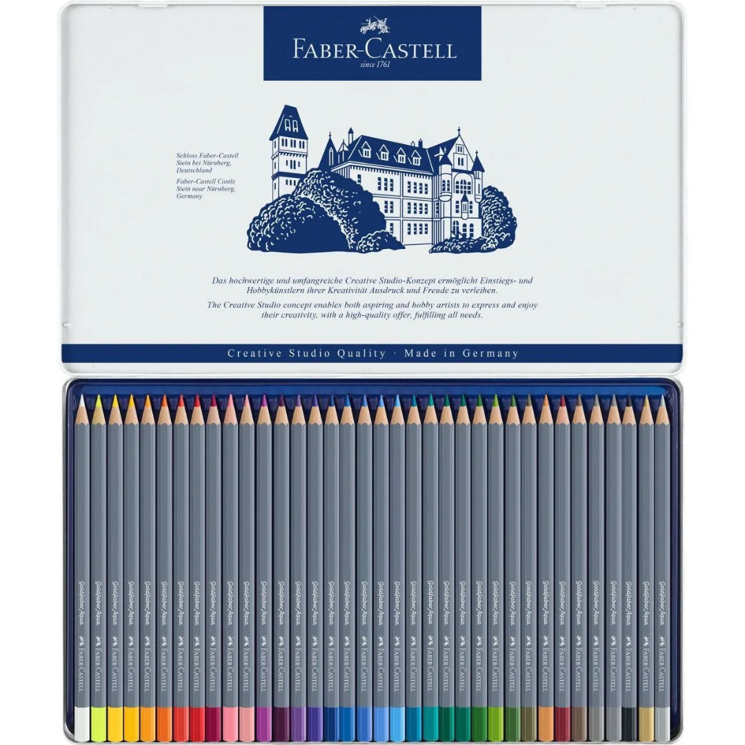 Faber-Castell Goldfaber Aqua Watercolour Pencil Tin Of 36 - A114636