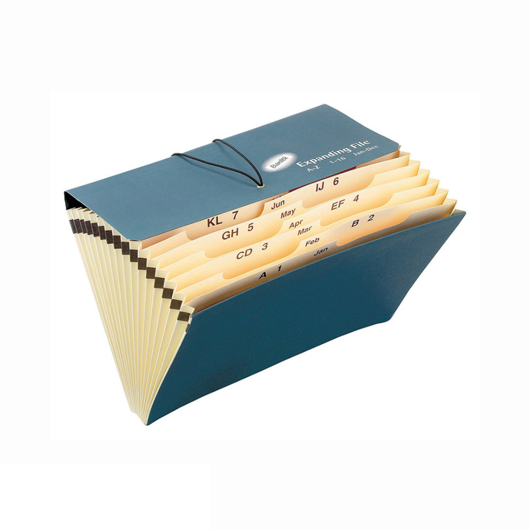 Bantex Expanding File Board 16 Partitions Blue - B556100001