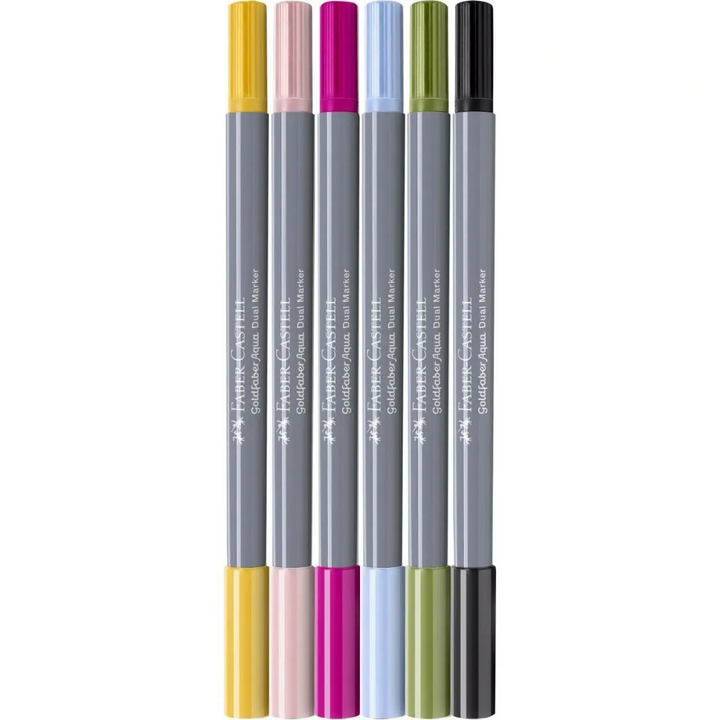 Faber-Castell Goldfaber Aqua Dual Marker Wallet Of 6, Lettering - A164524