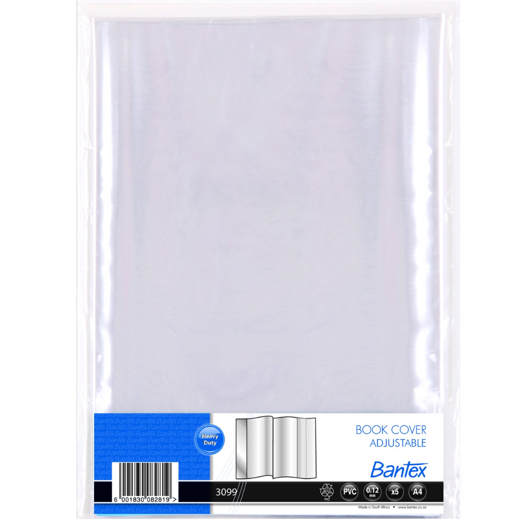 Bantex Adjustable Book Cover A4 130mic Heavy Duty Pk 5 Clear - B309900008