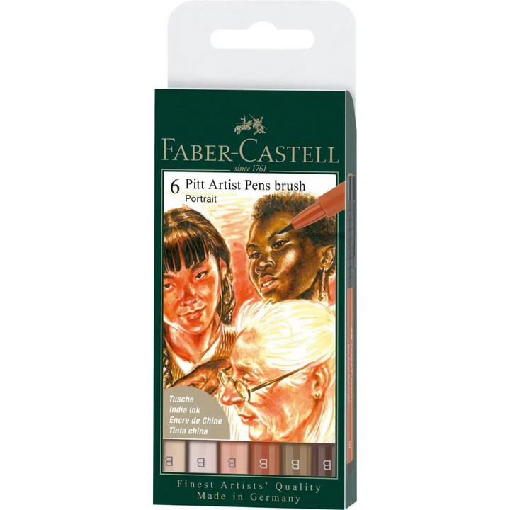 Faber-Castell Pitt Artist India Ink Pen B Portrait Wallet Of 6 - A167167