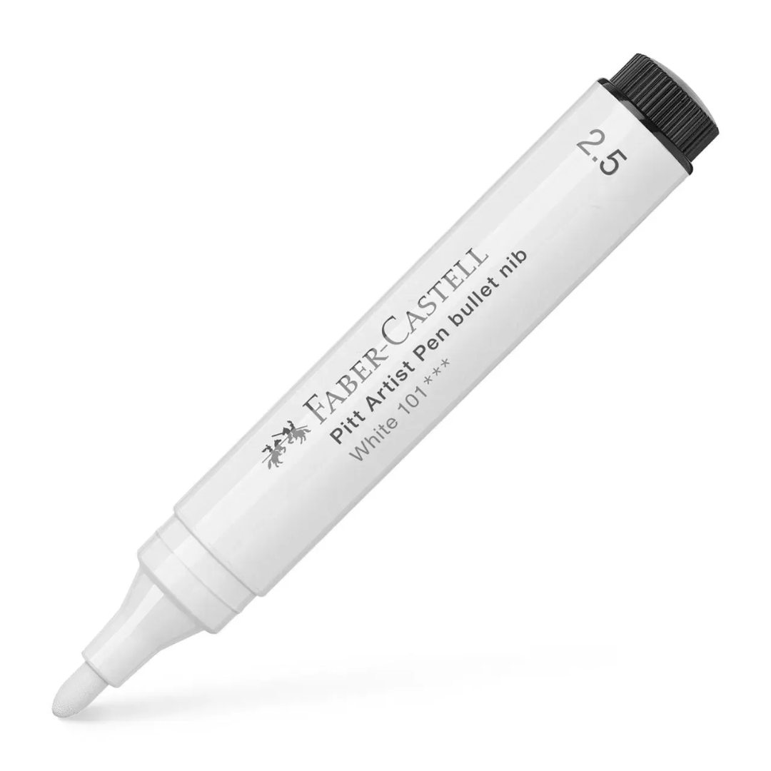 Faber-Castell Pitt Artist India Ink Pen LG 101 White Box Of 4 – 2.5mm - A167601