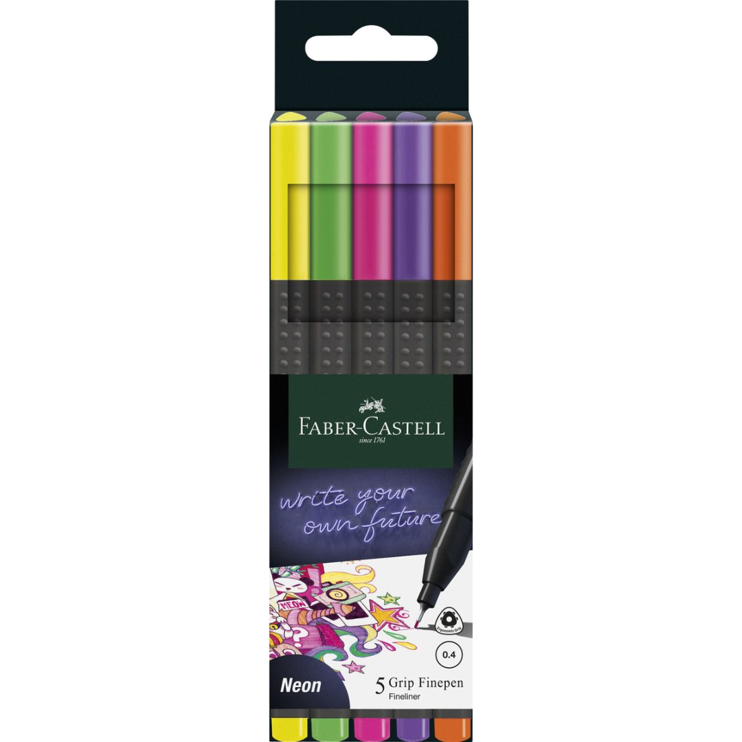 Faber-Castell Grip Finepen Neon Wallet of 5 - A151603