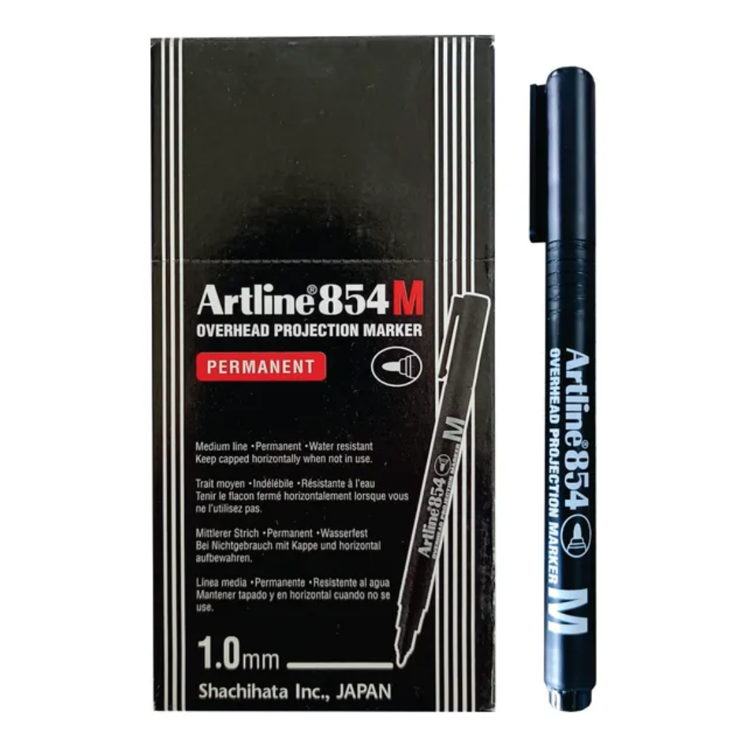 Artline EK854 Medium Point Permanent Overhead Projection Marker 1.0mm Black - EK854-BK