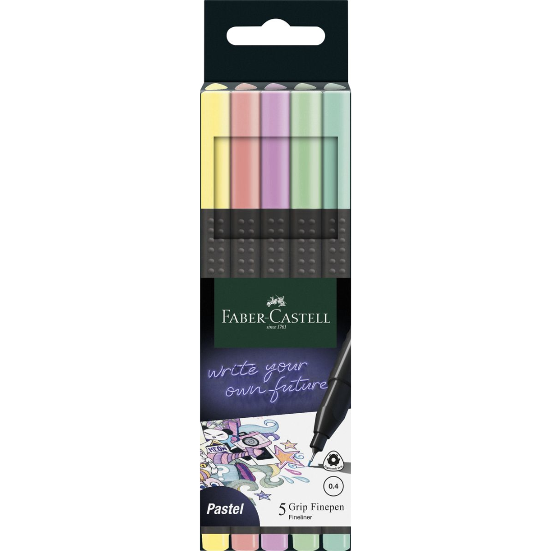 Faber-Castell Grip Finepen Pastel Wallet of 5 - A151602
