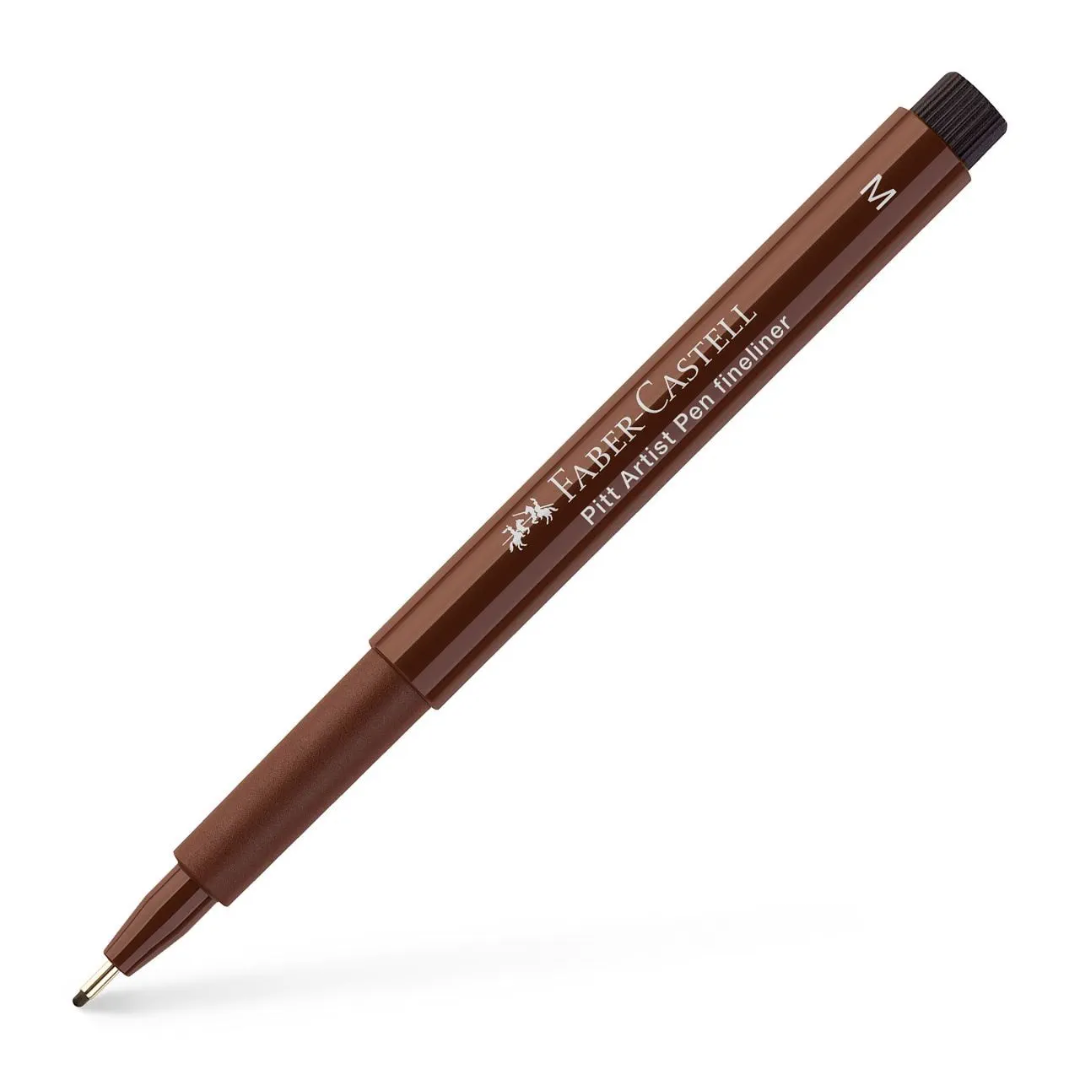 Faber-Castell Pitt Artist India Ink Pen M 175 Sepia Box Of 10 - A167375