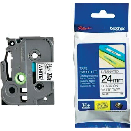 Brother TZe-251 Labelling Tape 24mm Black On White Tape - BRTZ251