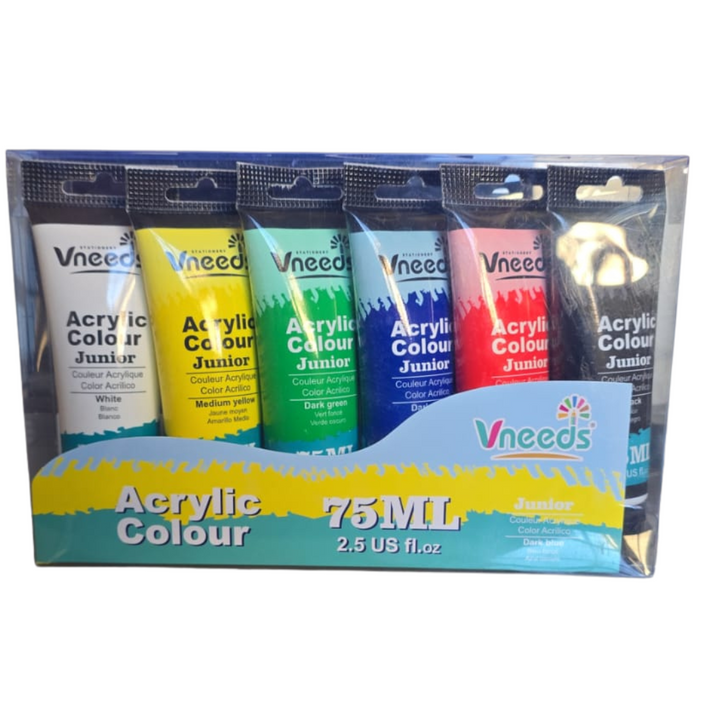 Vneeds Acrylic Colour 75ml Box Of 6 - V0519