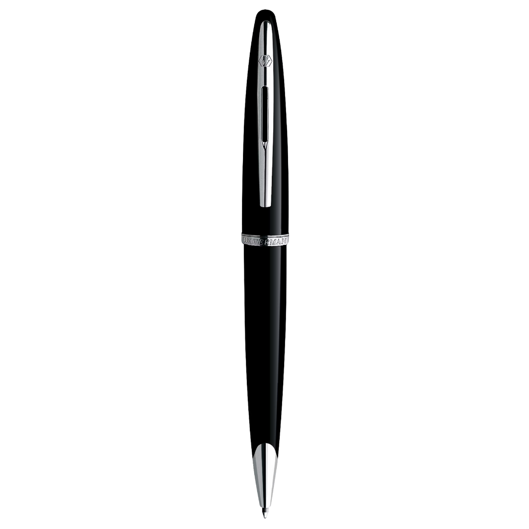 Waterman Carene Ball Pen Medium Nib Blue Ink - Black Silver Trim - NS0293950