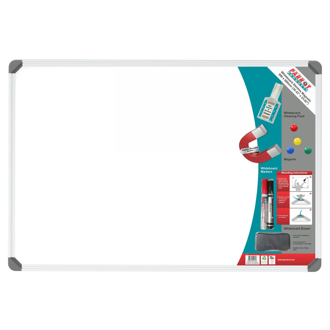 WHITEBOARD SLIMLINE MAGNETIC 900*600MM RETAIL - 0