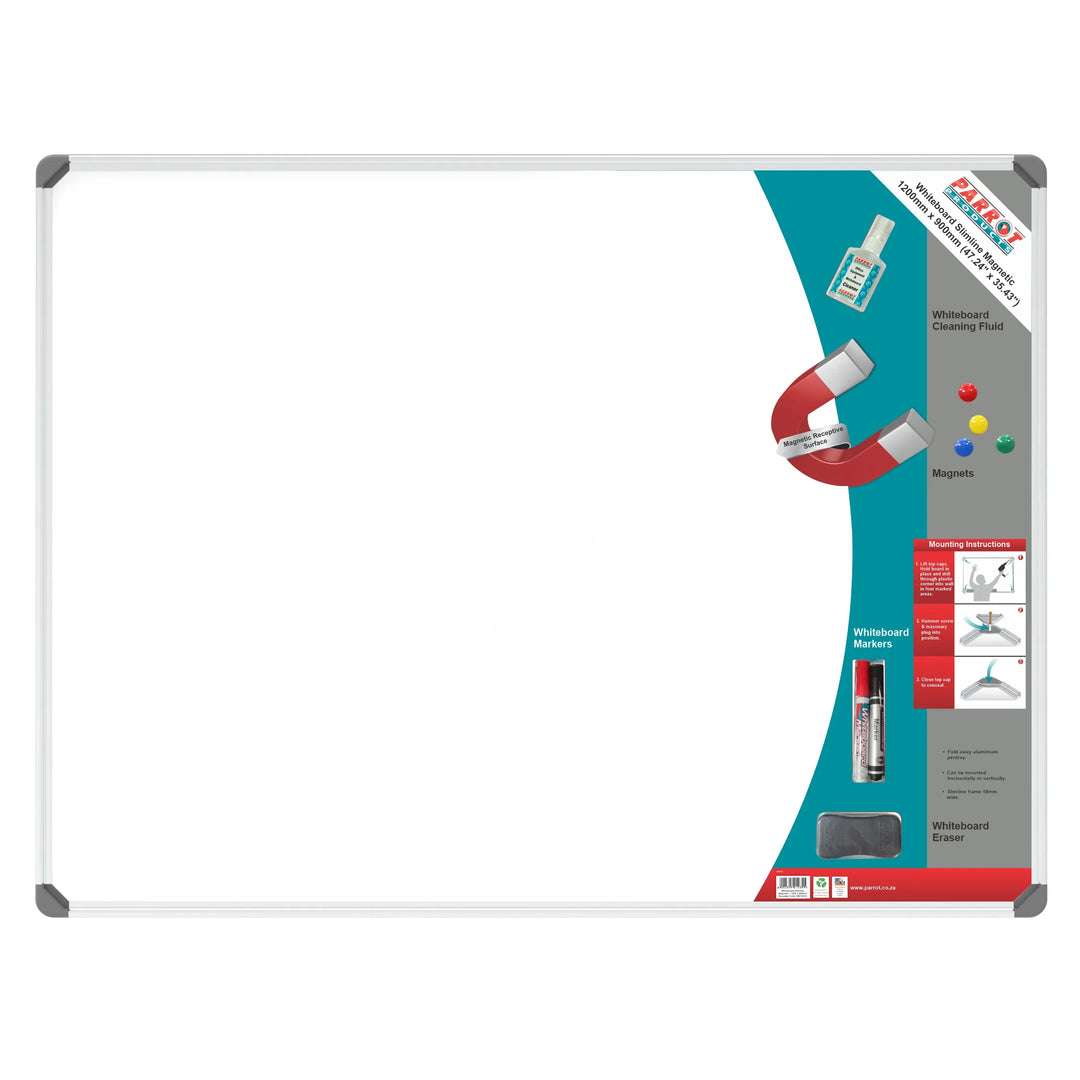 WHITEBOARD SLIMLINE MAGNETIC 1200*900MM RETAIL - 0