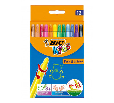 BIC Kids Turn And Colour Retractable Wax Crayons - Pack Of 12