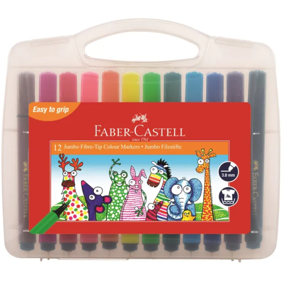 Faber-Castell Jumbo Fibre Tip Colouring Pens Wallet Of 12 - BTSPCL 380