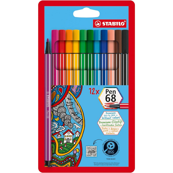 Stabilo Pen 68 Fibre-tip Pen: Assorted Box 12s &amp; 18s