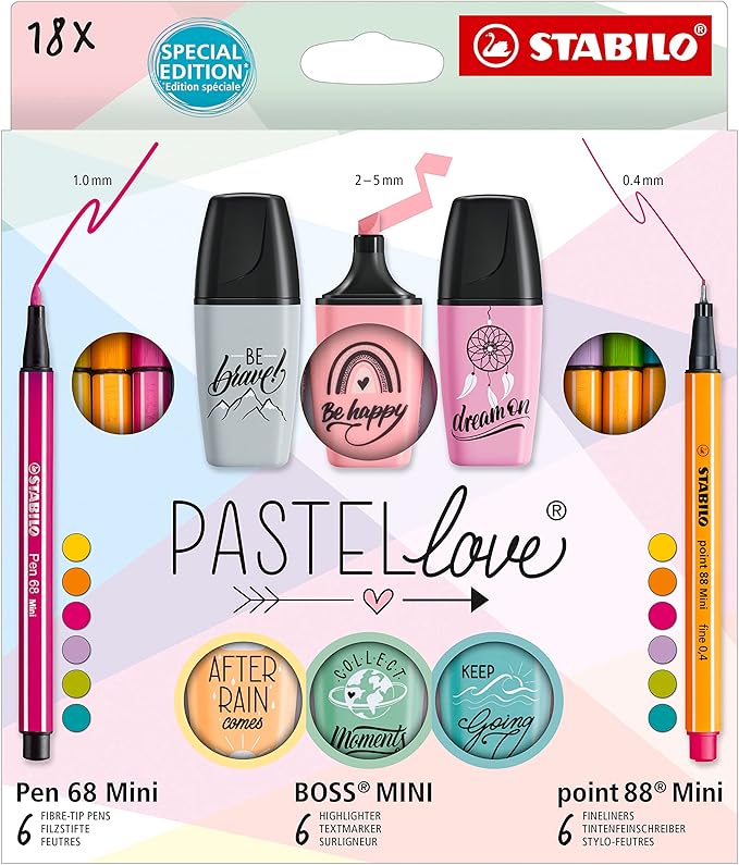 Stabilo Mini World Pastel Set 18 Pen 68 Mini 6 Point 88 Mini 6 Boss Mini 6 new - - 77-5-8-5