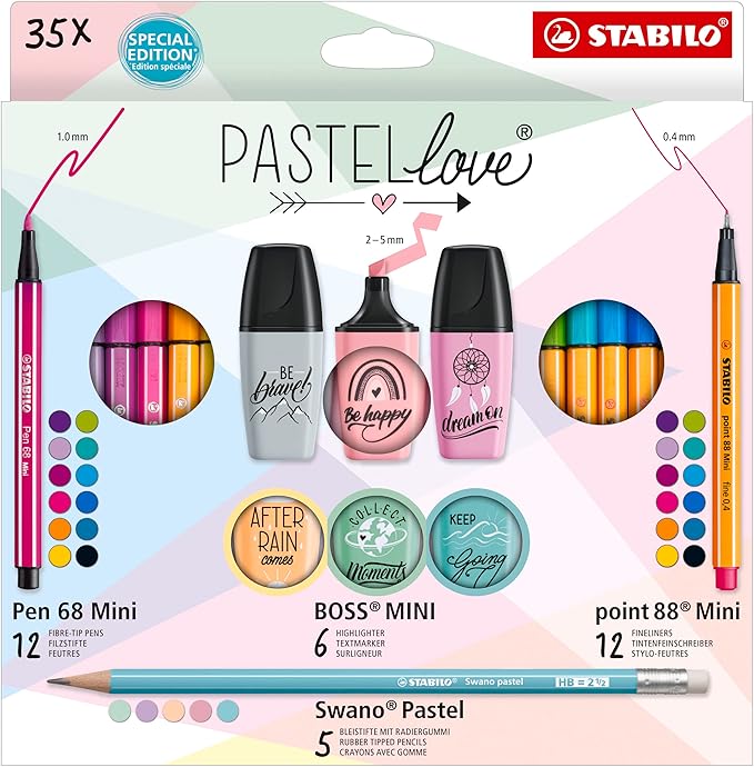 Stabilo Mini World Pastel Set 35 Pen 68 Mini Point 88 Mini Boss Mini Swano new - 77-5-9-5