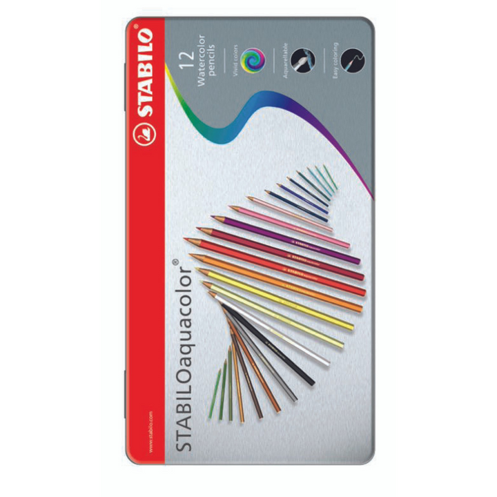 Stabilo Aquacolor Aquarellable Colour Pencil: Assorted Metal - 1612-5