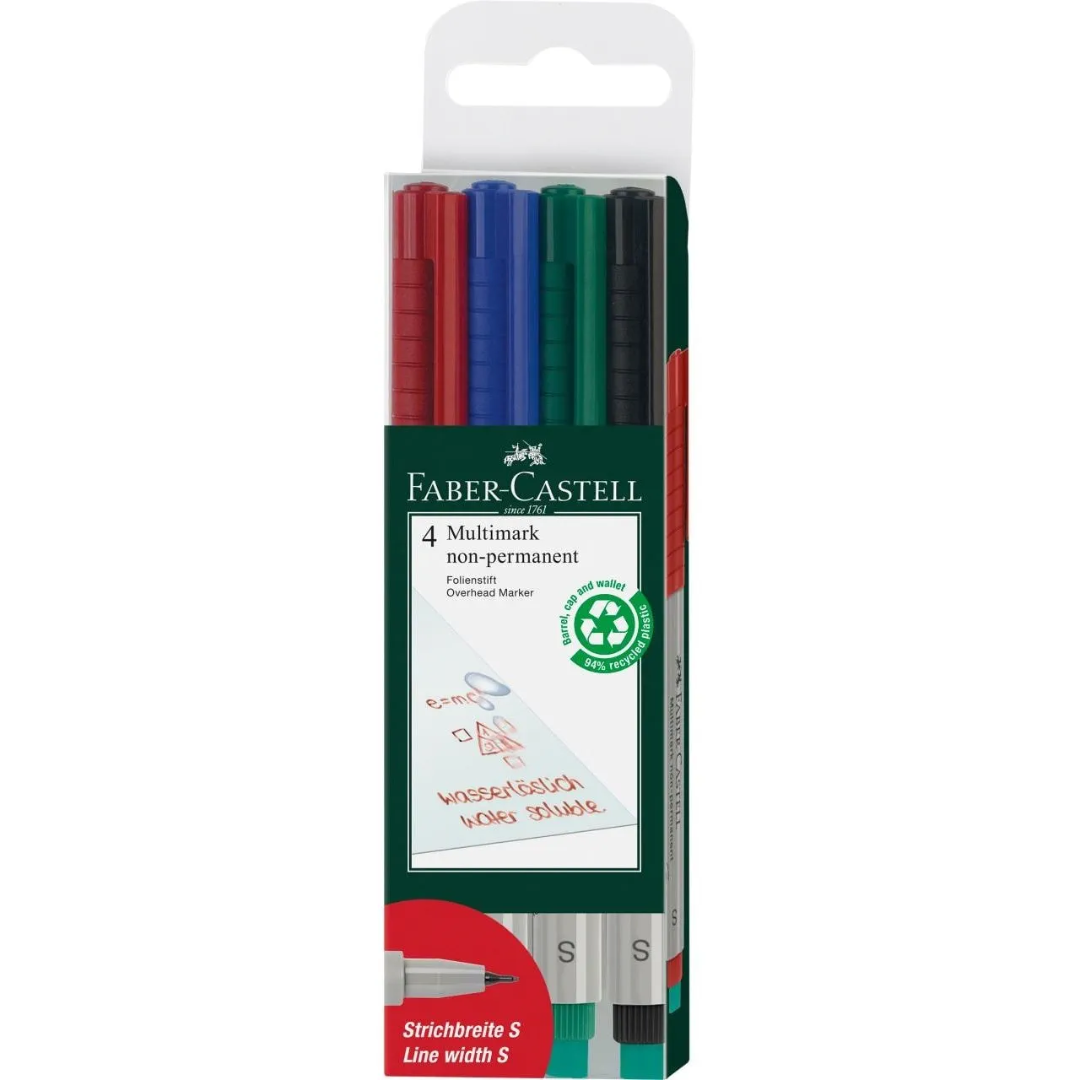 Faber-Castell Multimark Overhead Water-Soluble Marker S Set Of 4 - A152404