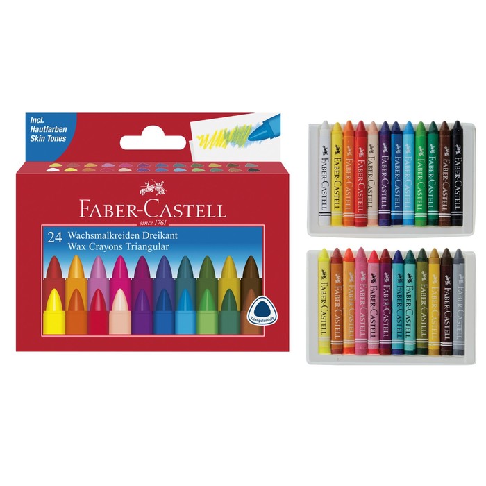 Faber-Castell Triangular Grip Wax Crayons Box Of 24 - CRA 005D
