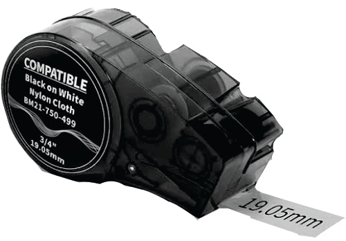 Brady Compatible Label Replacement for M21-750-499 Black on White Nylon Cloth Label Tape, 34 Inch - brad012