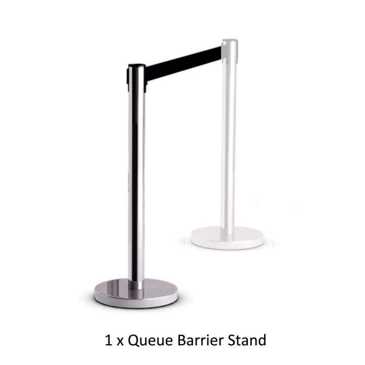 Parrot Retractable Chrome Queue Barrier with Black Belt 910x320mm