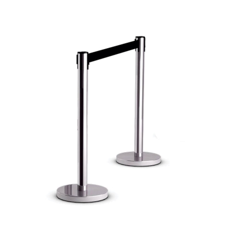 Parrot Retractable Chrome Queue Barrier with Black Belt 910x320mm