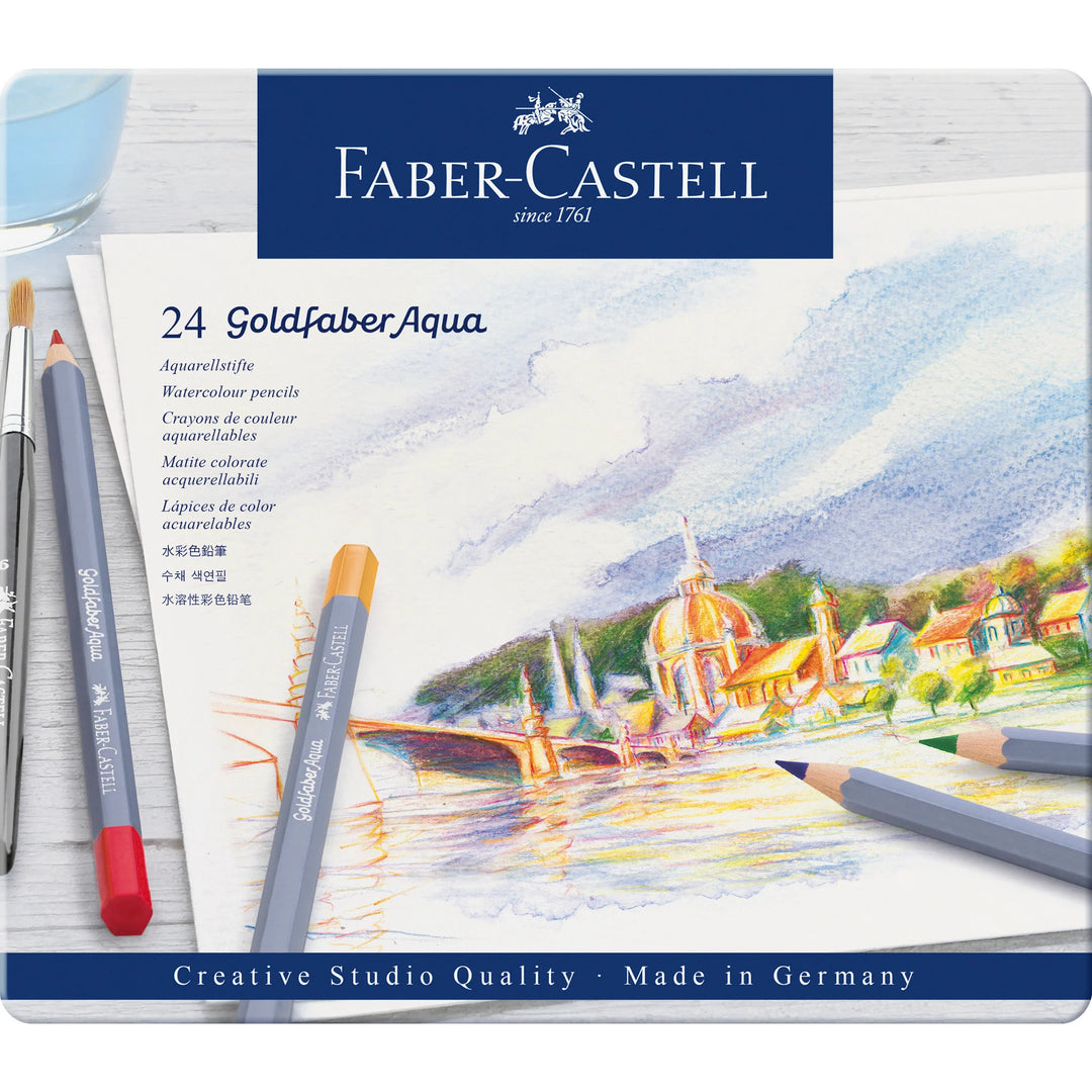 Faber-Castell Goldfaber Aqua Watercolour Pencil Tin Of 24 - A114624