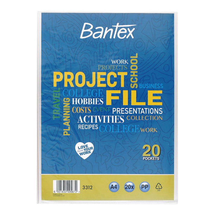 Bantex A4 Project File with Flexible Cover - 10 Pocket Clear
