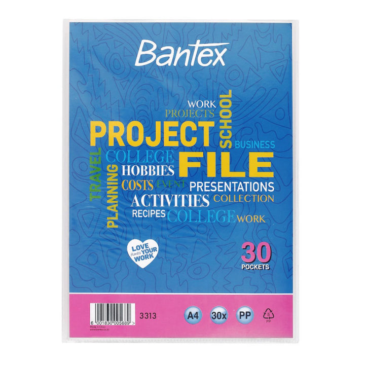 Bantex A4 Project File with Flexible Cover - 10 Pocket Clear